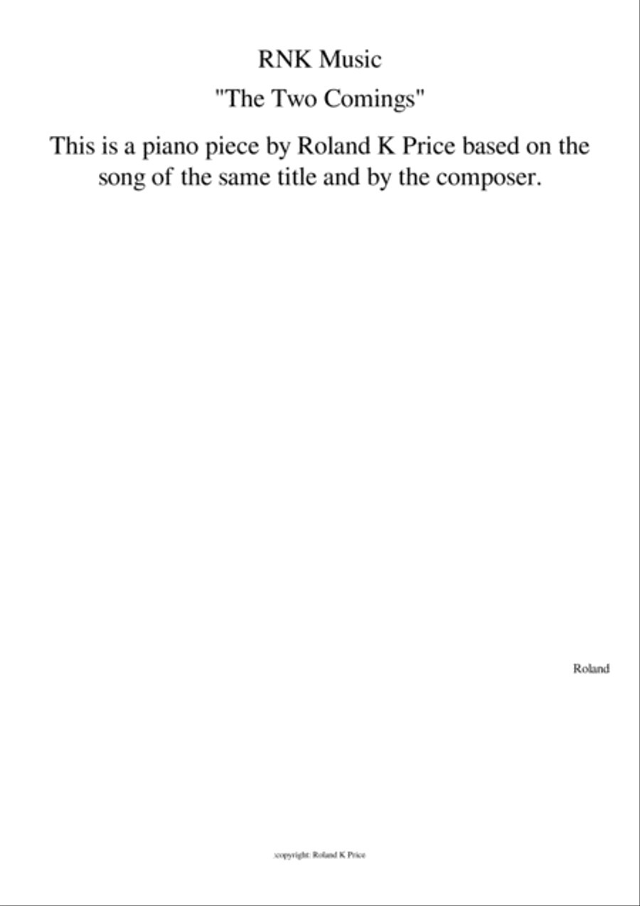 The Two Comings (for piano solo) Piano Solo scores gallery preview page 1