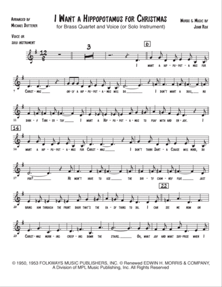 i want a hippopotamus for christmas (hippo the hero) - horn