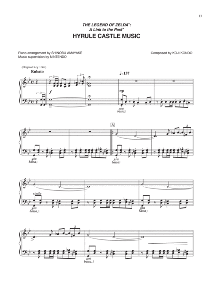 The Legend of Zelda™: A Link to the Past™ Hyrule Castle Music Piano Solo scores gallery preview page 1