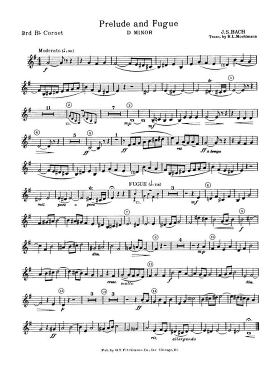Prelude and Fugue in D minor: 3rd B-flat Cornet