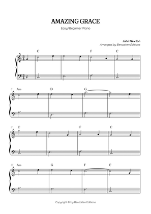 Amazing Grace • super easy piano sheet music with chords