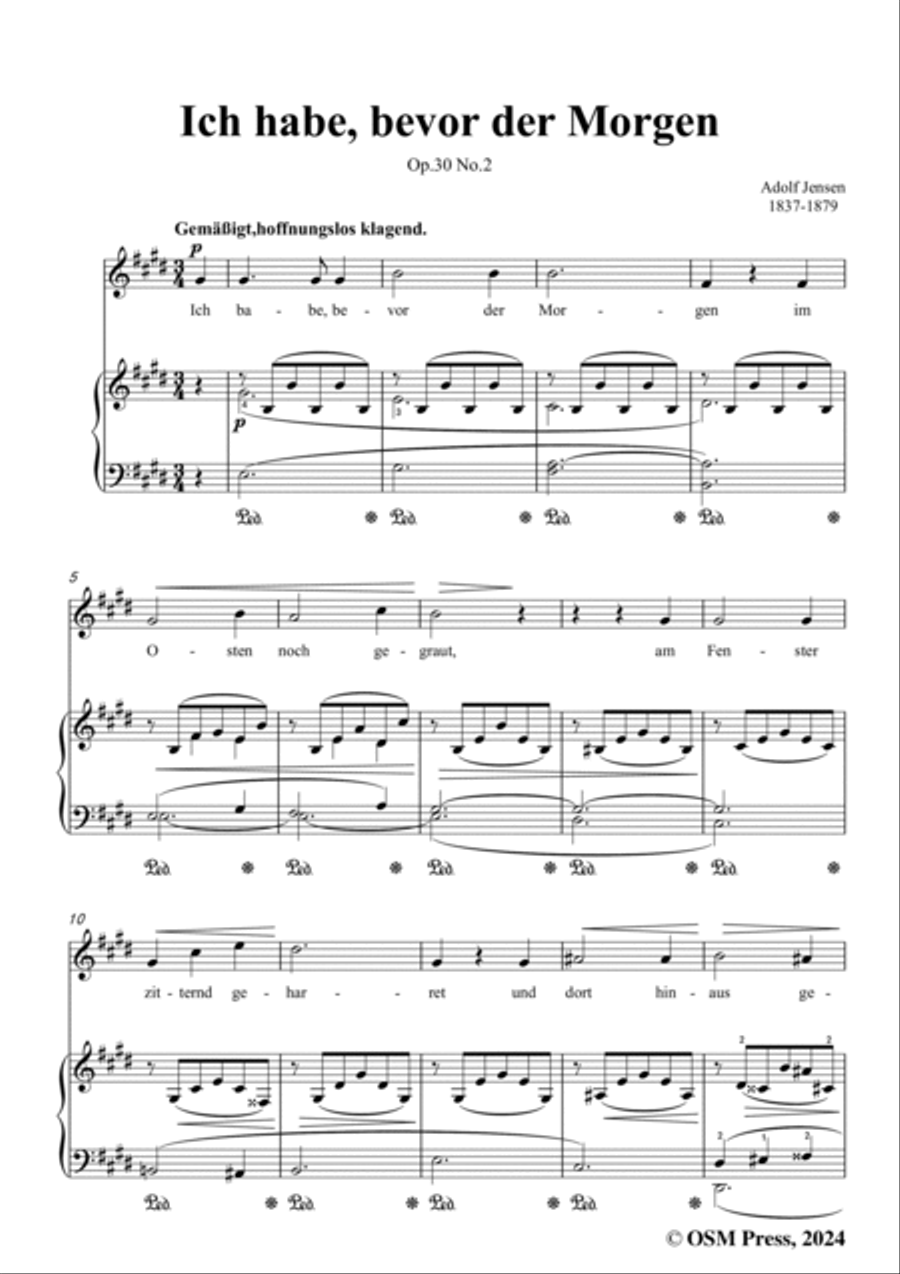 A. Jensen-Ich habe,bevor der Morgen,Op.30 No.2,in E Major Voice scores gallery preview page 3