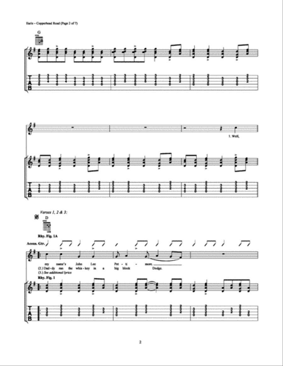 Copperhead Road Electric Guitar scores gallery preview page 2