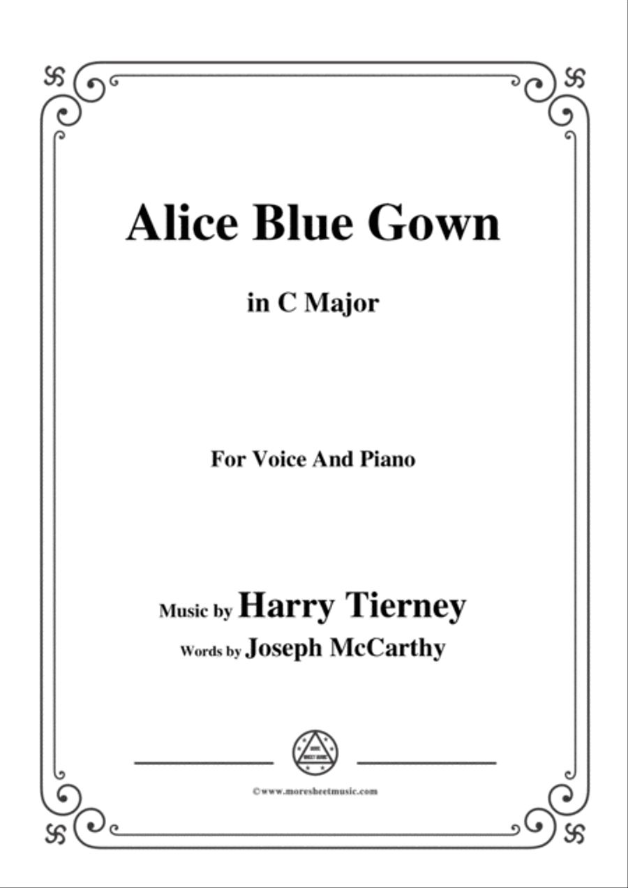 Harry Tierney-Alice Blue Gown,in C Major,for Voice and Piano Voice Solo scores gallery preview page 1