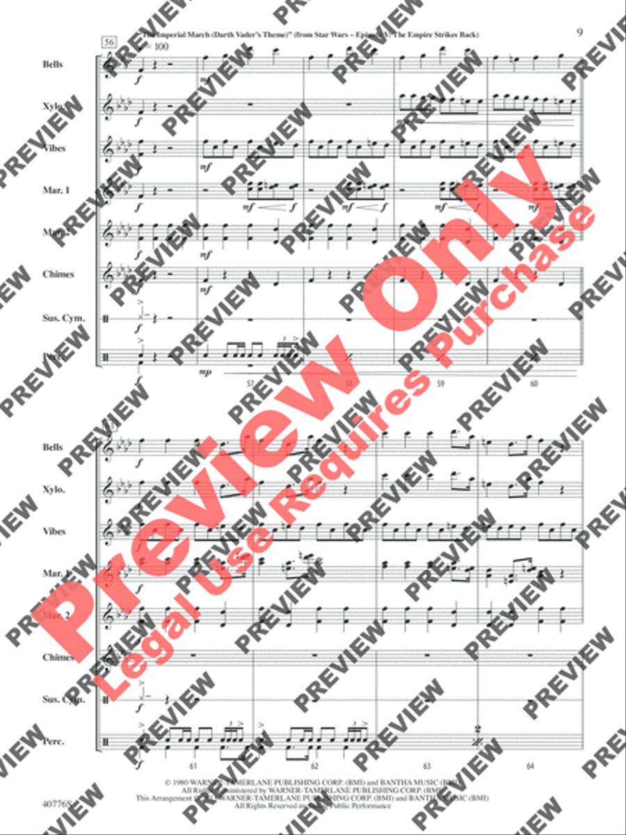 Star Wars Medley Star Wars Medley Percussion Ensemble scores gallery preview page 26