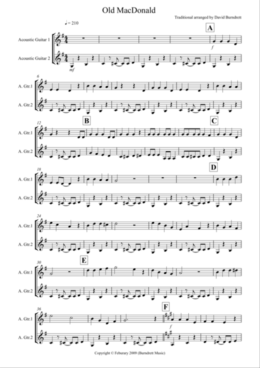 Old MacDonald (jazzy style!) for Guitar Duet Electric Guitar scores gallery preview page 1