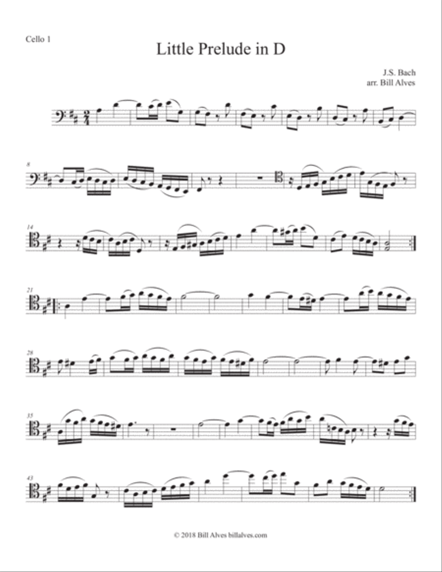 Little Prelude in D by Bach for Cello Trio String Trio scores gallery preview page 3