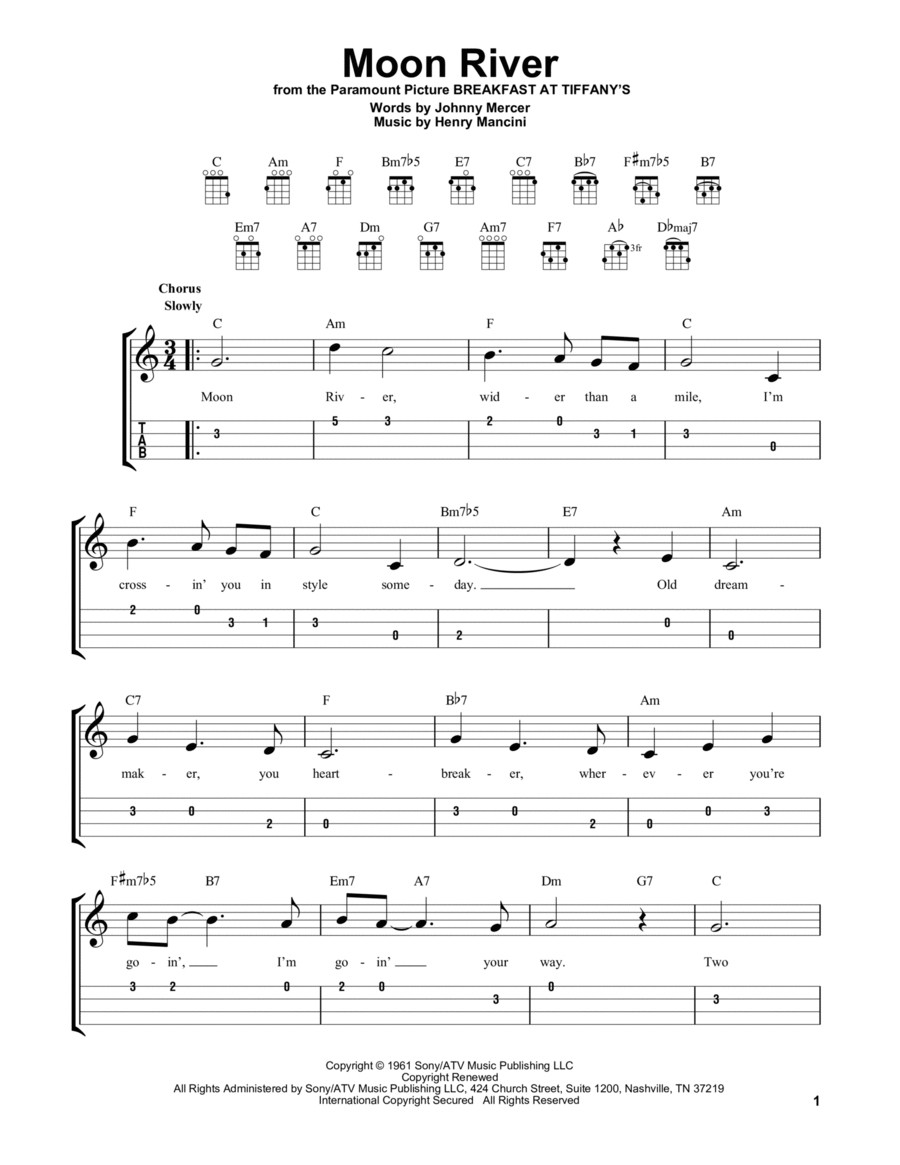Moon River Moon River Ukulele scores gallery preview page 1