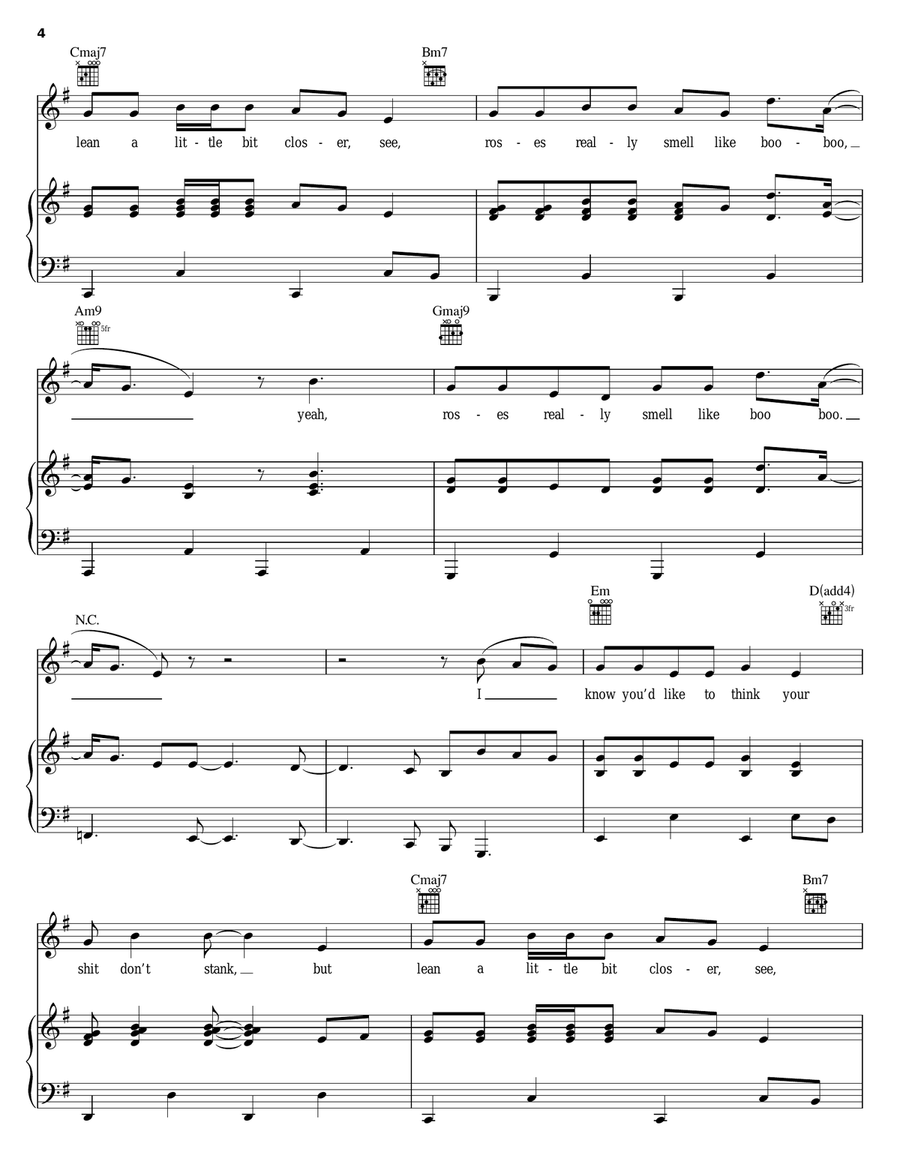 Roses Roses Piano, Vocal, Guitar scores gallery preview page 4