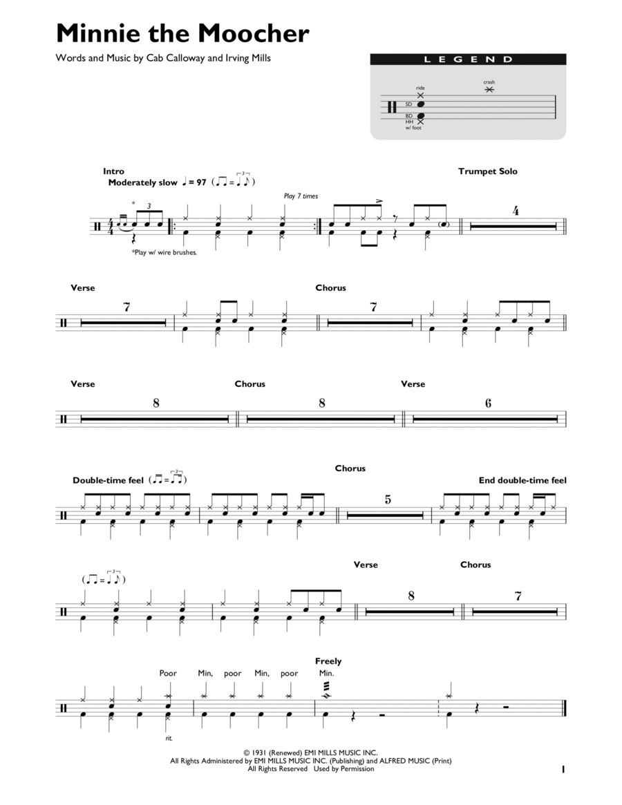 Minnie The Moocher Drum Set scores gallery preview page 1
