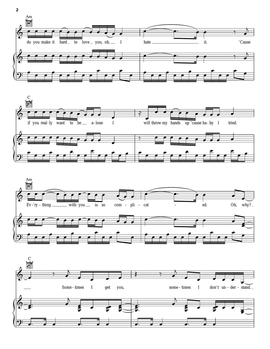 Complicated Complicated Piano, Vocal, Guitar scores gallery preview page 2
