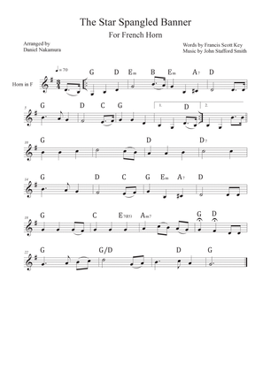 The Star Spangled Banner (For French Horn with Chords)