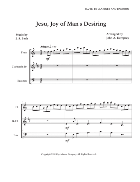 Jesu, Joy of Man's Desiring (Trio for Flute, Clarinet and Bassoon) image number null