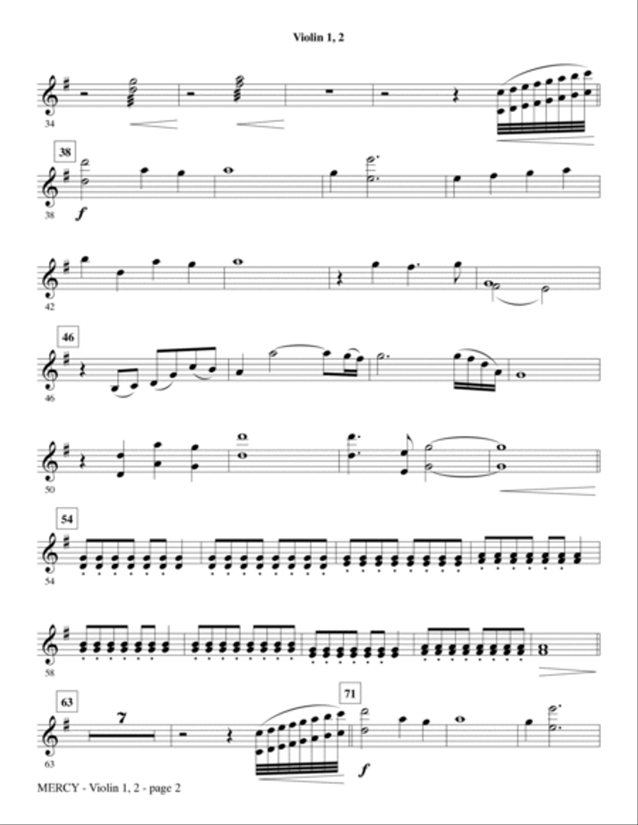 Mercy - Violin 1, 2 Mercy - Violin 1, 2 Choir scores gallery preview page 2