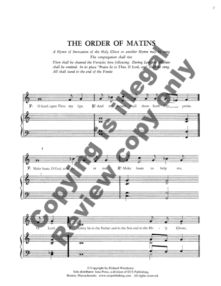 Order of Matins & Vespers (Organ/Full Score)