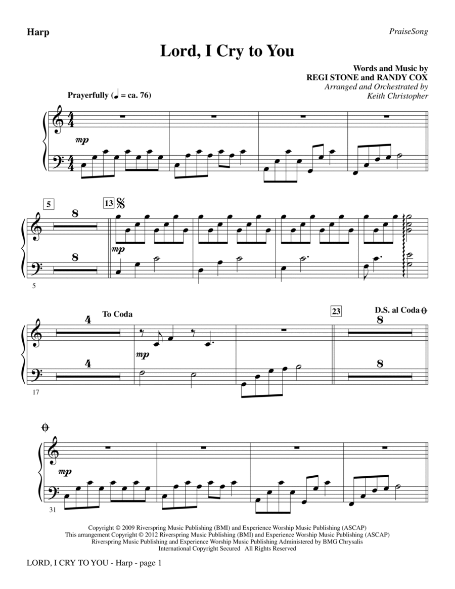 Lord, I Cry To You - Harp Choir scores gallery preview page 1