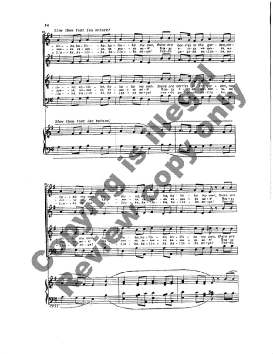 Two Russian Folk Songs 4-Part scores gallery preview page 14