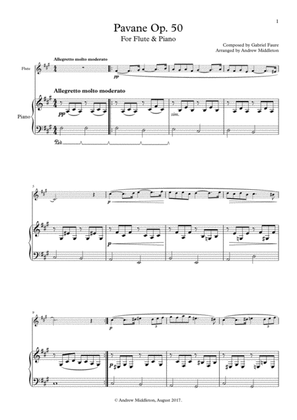 Book cover for Pavane, Op. 50 arranged for Flute and Piano
