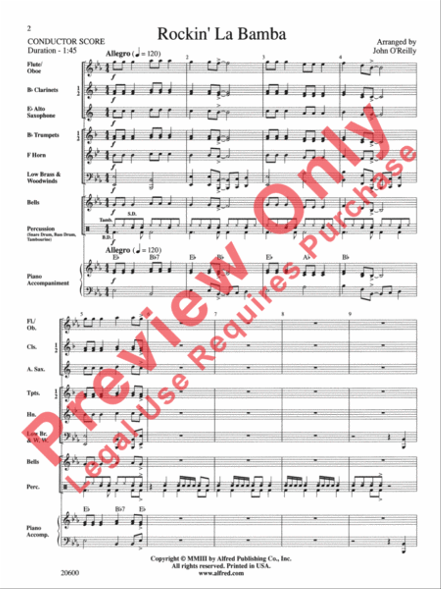 Rockin' La Bamba Concert Band scores gallery preview page 3