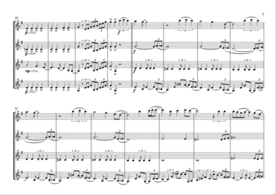 Isn't She Lovely Clarinet Quartet scores gallery preview page 5
