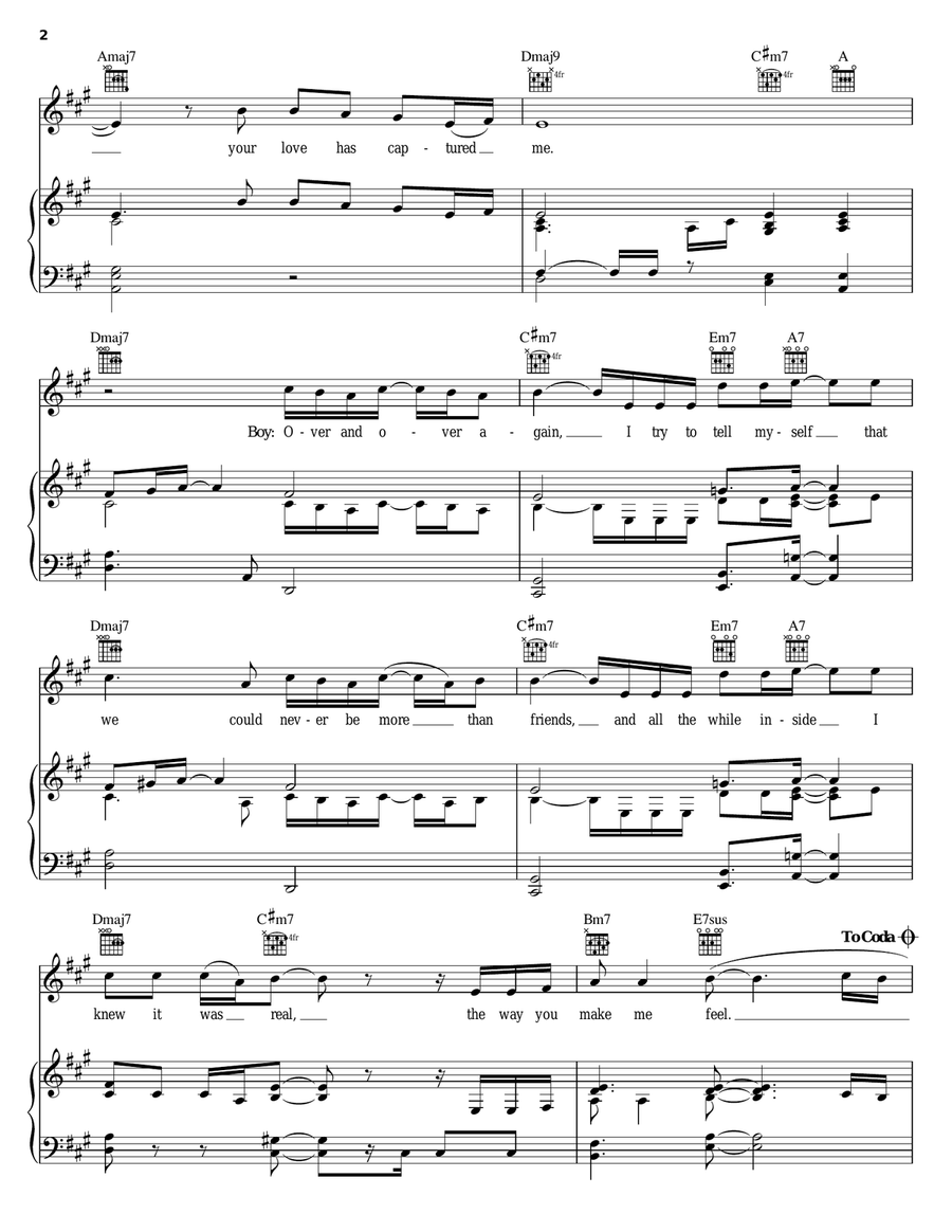 The Closer I Get To You Piano, Vocal, Guitar scores gallery preview page 2