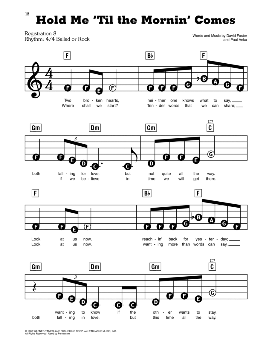 Hold Me 'Til The Mornin' Comes Electronic Keyboard scores gallery preview page 1