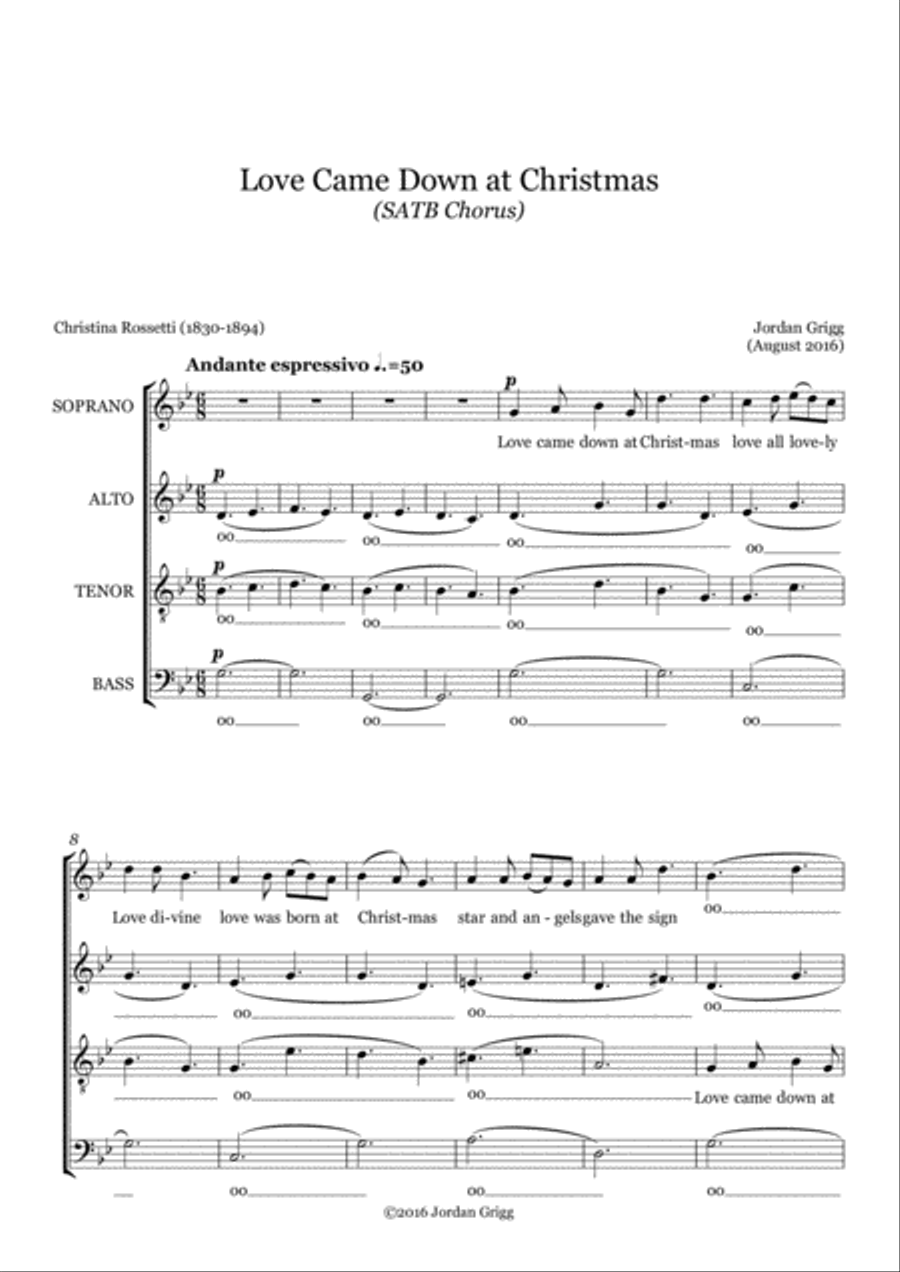 Love Came Down at Christmas (SATB Chorus) 4-Part scores gallery preview page 1