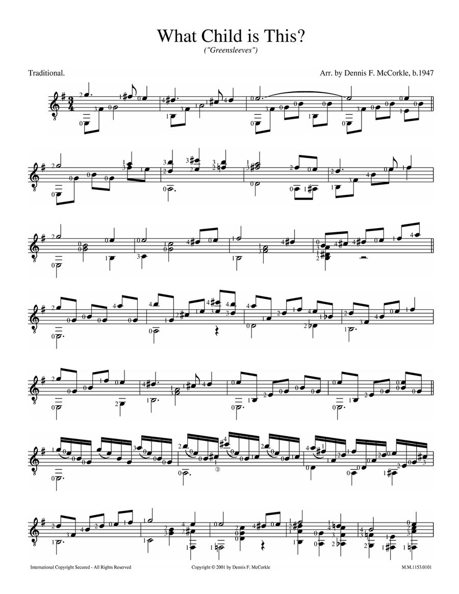 Greensleeves (What Child is This?) Acoustic Guitar scores gallery preview page 1