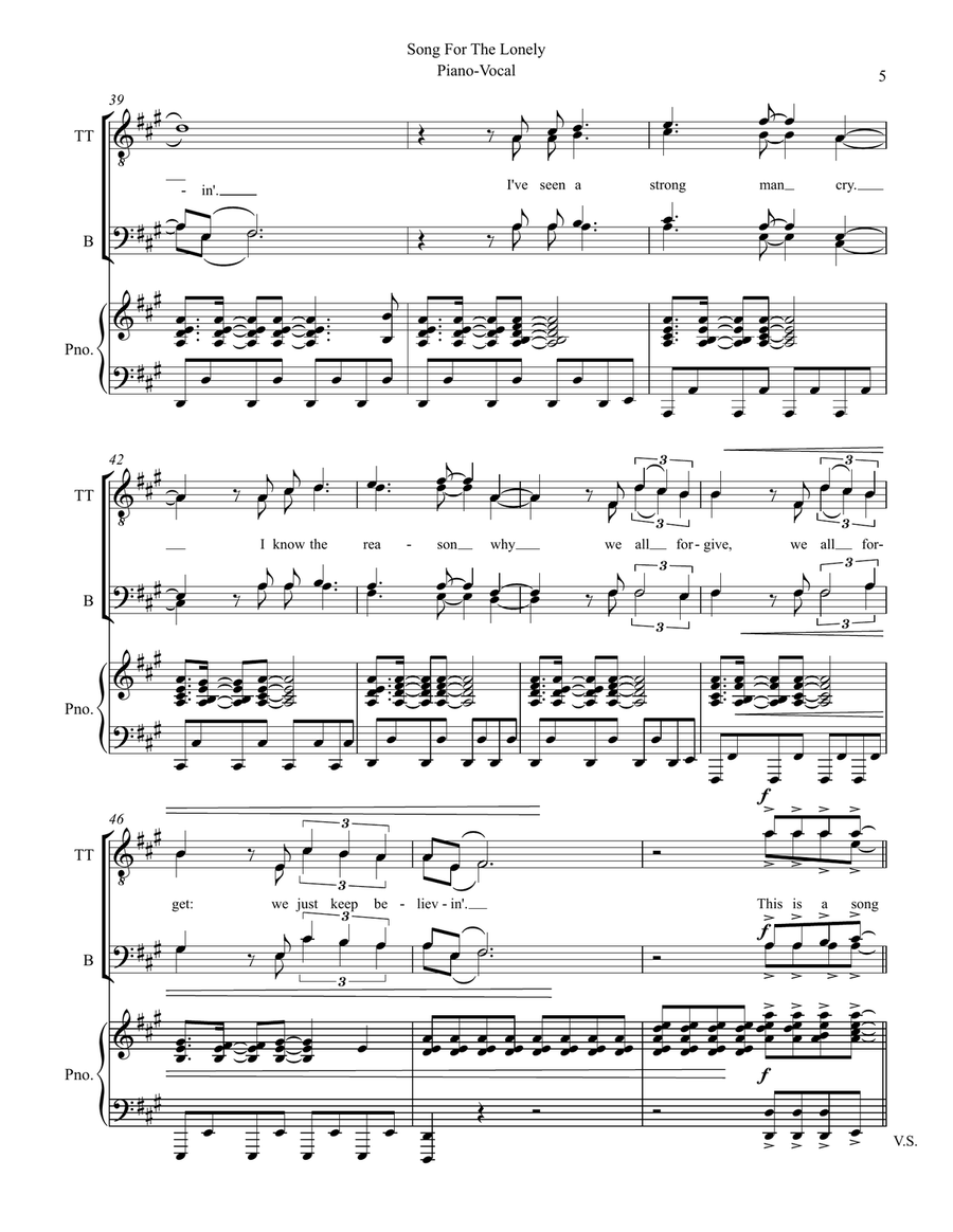 Song For The Lonely TTBB scores gallery preview page 5