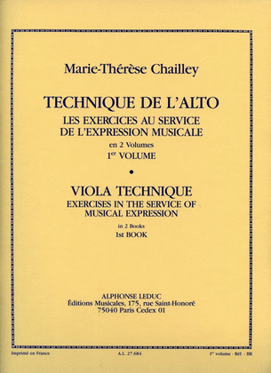 Book cover for Technique De L'alto Vol.1 (viola Solo)