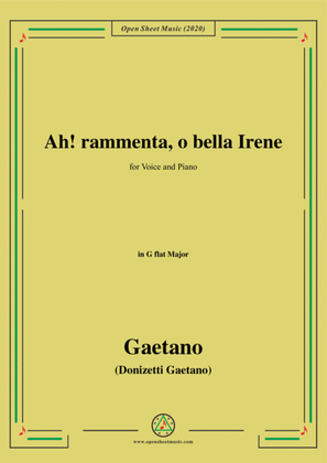 Donizetti-Ah!rammenta,o bella Irene,in G flat Major,for Voice and Piano