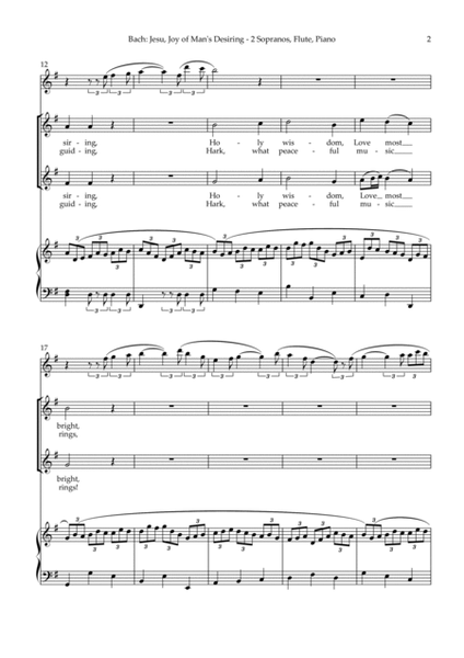 Jesu, Joy of Man's Desiring - 2 Sopranos, Flute, Piano image number null