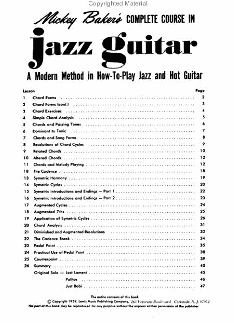 Mickey Baker's Complete Course in Jazz Guitar Electric Guitar scores gallery preview page 2