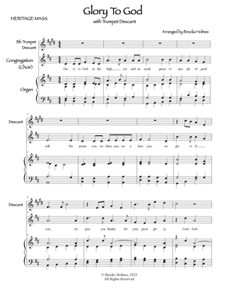 Heritage Mass Parts, "Glory To God" Trumpet Descant & Organ