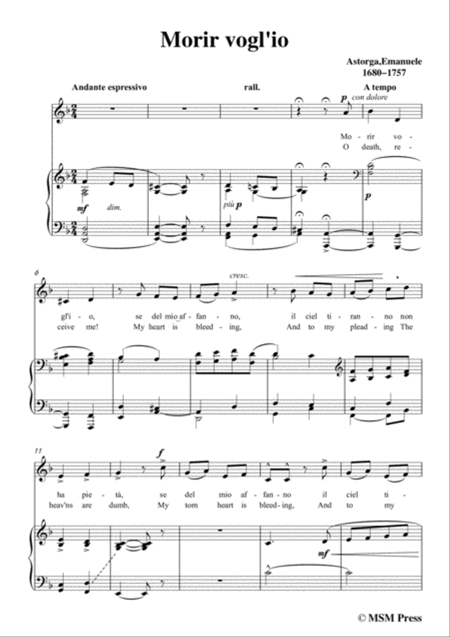 Astorga-Morir vogl'io,in F Major,for Voice and Piano Voice Solo scores gallery preview page 3