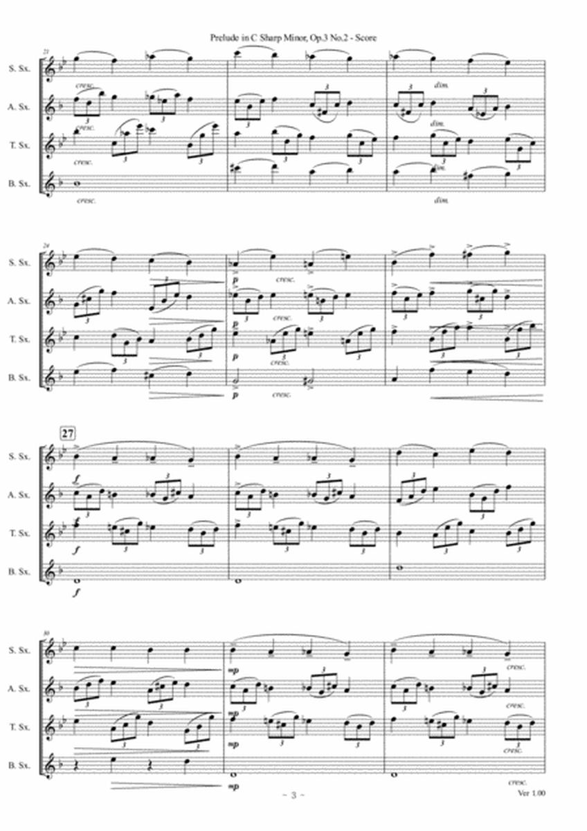 Rachmaninoff Prelude in C# Minor for Saxophone Quartet
