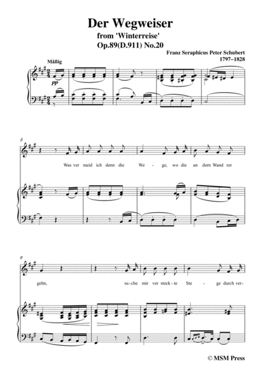 Schubert-Der Wegweiser,from 'Winterreise',Op.89(D.911) No.20,in f sharp minor,for Voice&Pno image number null