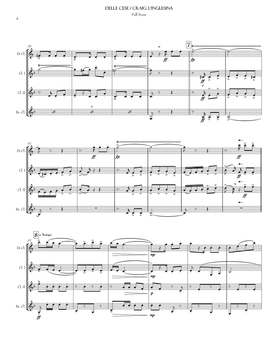 L'Inglesina (The Little English Girl) (CQ) Clarinet Quartet scores gallery preview page 5