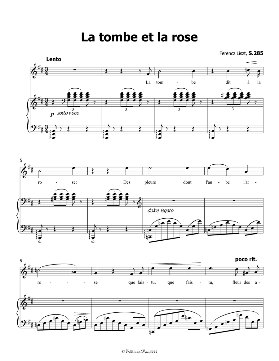 La tombe et la rose, by Liszt, S.285, in b minor Voice scores gallery preview page 3