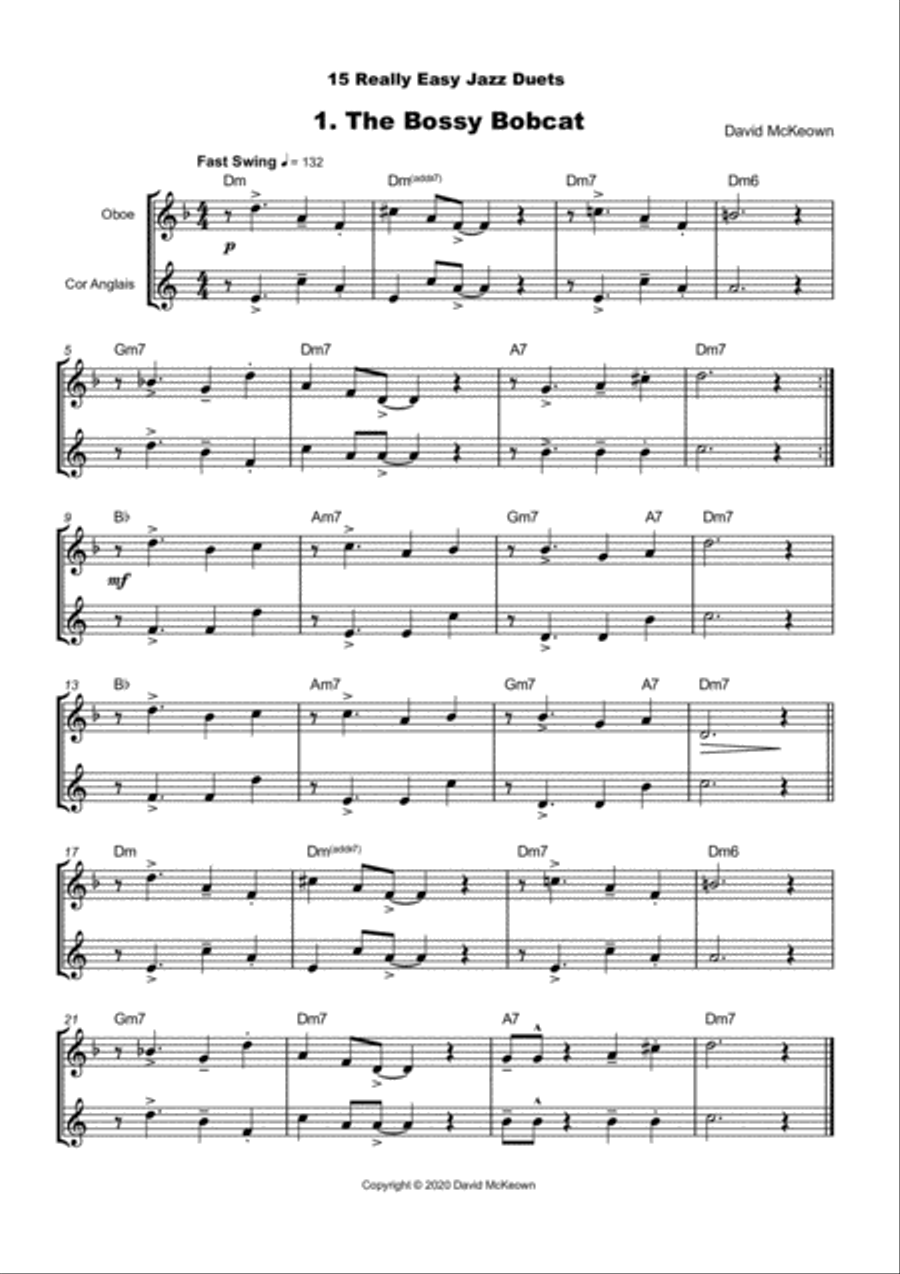 15 Really Easy Jazz Duets for Oboe and Cor Anglais (or English Horn) Duet Woodwind Duet scores gallery preview page 2