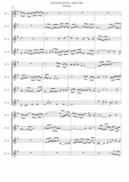 ENGLISH SUITE 1 BWV 806 Prelude - Flute quartet image number null