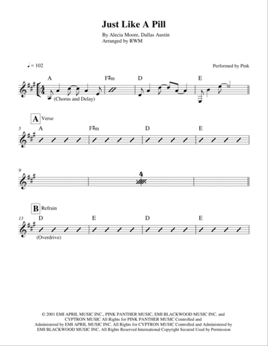 Just Like A Pill Piano scores gallery preview page 2
