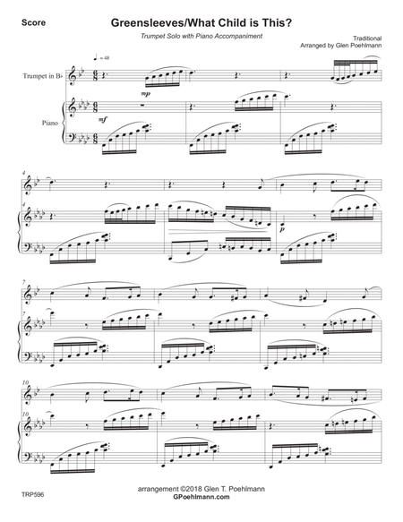 WHAT CHILD IS THIS? (Greensleeves) - TRUMPET SOLO with Piano Accompaniment Trumpet Solo - Digital Sheet Music