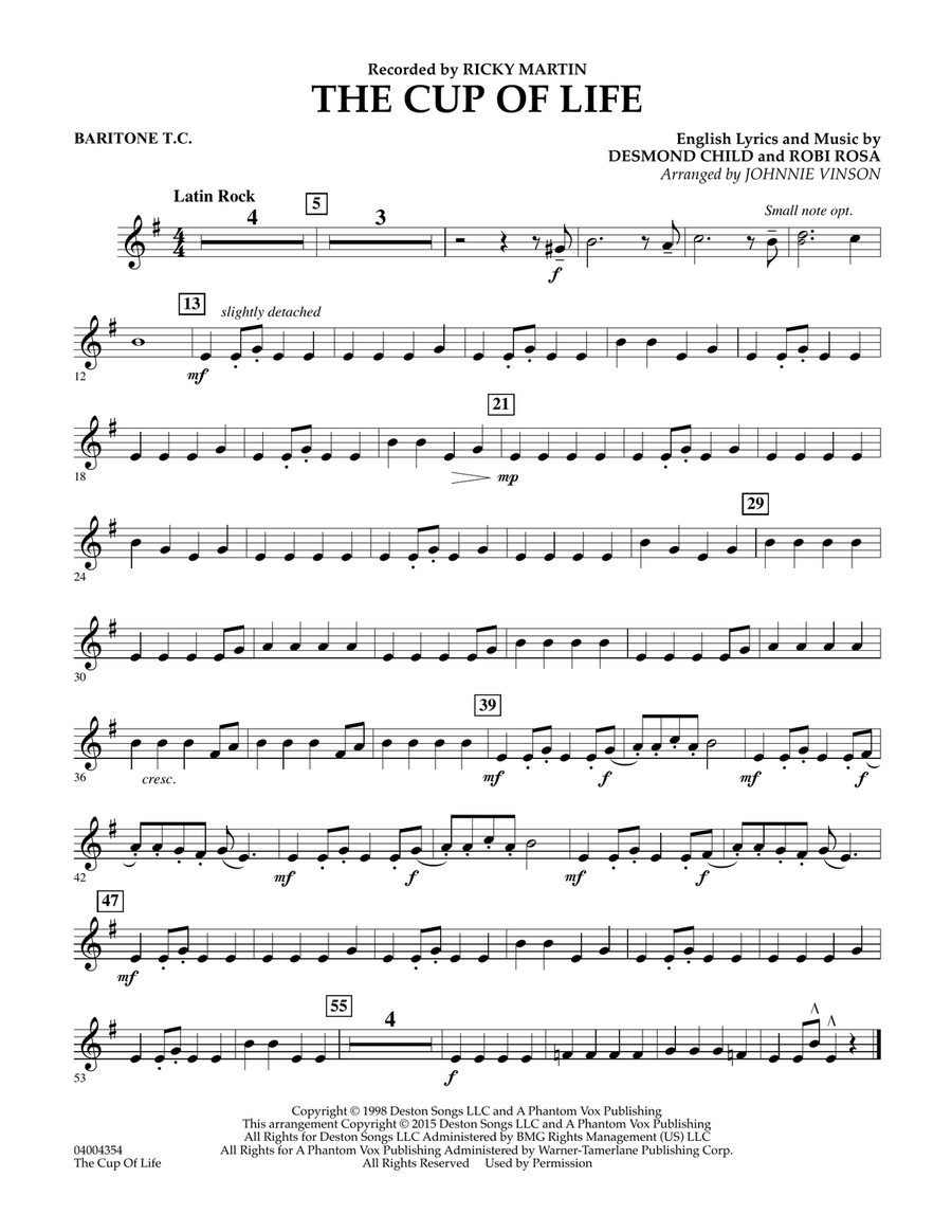 The Cup of Life - Baritone T.C. Concert Band scores gallery preview page 1