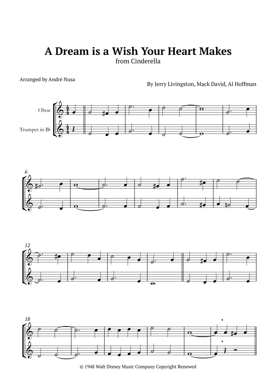 A Dream Is A Wish Your Heart Makes Trumpet Duet scores gallery preview page 1