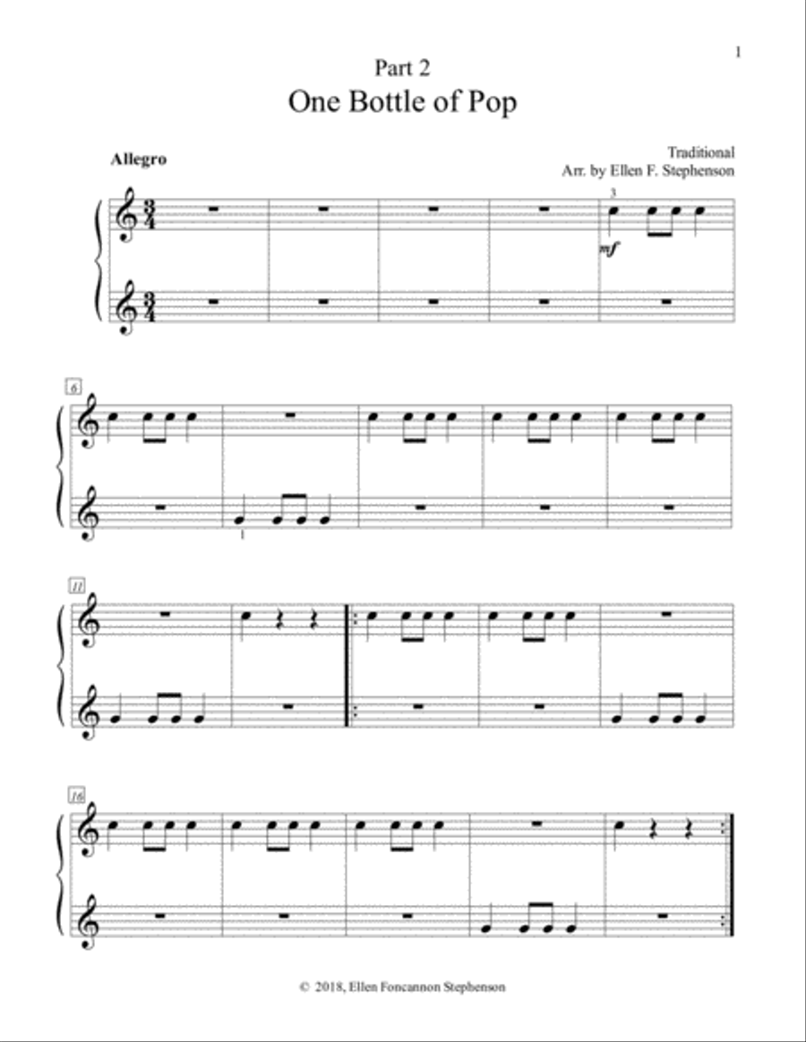 One Bottle of Pop (1 Piano/6 Hands) Easy Piano scores gallery preview page 4
