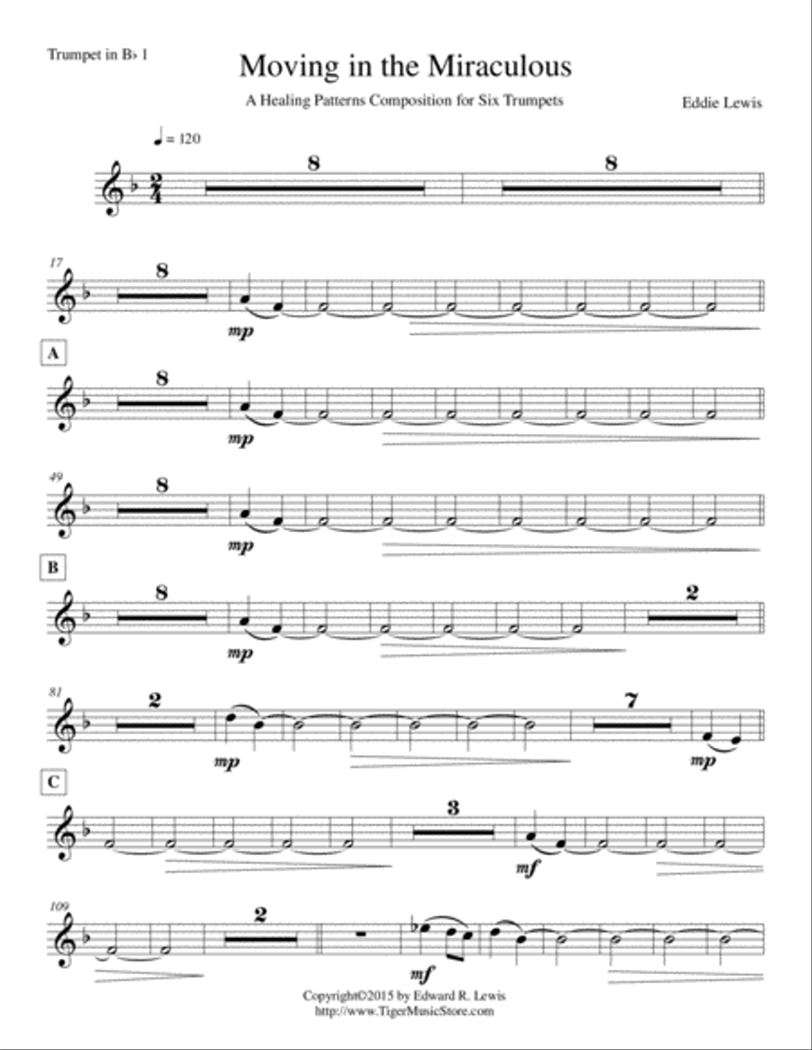 Moving In Miracles - Healing Patterns for Trumpet Sextet by Eddie Lewis Chamber Orchestra scores gallery preview page 2