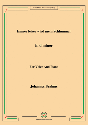 Brahms-Immer leiser wird mein Schlummer in d minor,for voice and piano