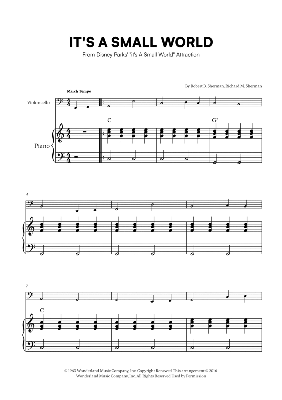 It's A Small World Piano scores gallery preview page 1