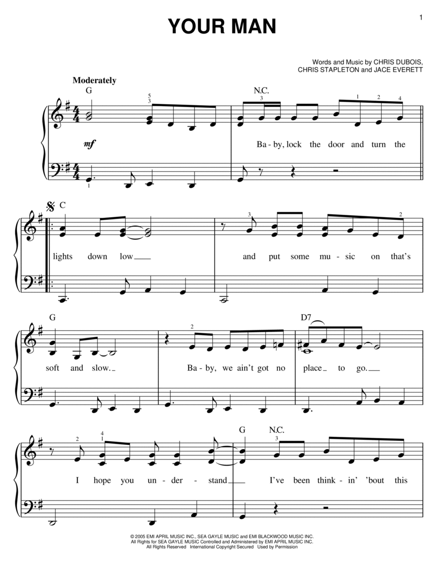 Your Man Easy Piano scores gallery preview page 1